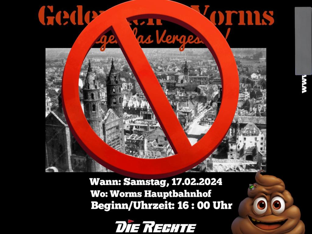 SWAProtest's tweet photo. RLP ExtremeRechte #Neonazis
Am 17.02.24 kann #Worms zeigen was es von Rassenwahn und Volkskörperideologie hält. #DieRechte-Suedwest will demonstrieren. In den vergangenen Jahren war der Gegenprotest stabil. #WO1702
1/ https://t.co/9ZXWQ3N0oV