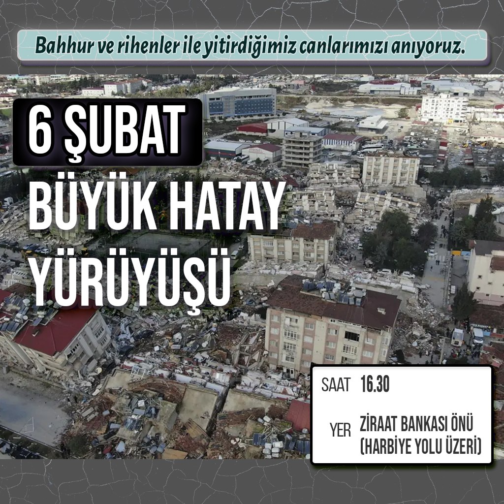 dikmecedireniyo's tweet photo. Bahhur ve rihenler ile yitirdiğimiz canlarımızı #6 Şubat'ta anıyoruz.

Enkaz altında bırakanlardan, ölüme, soğuğa terk edenlerden hesap soracağız.

UNUTMAK YOK, AFFETMEK YOK, HELALLEŞMEK YOK!

#Hatay #Deprem #Dikmece #MaRıhnaNıhnaHon
#UnutmayacağızAffetmeyeceğizHesapSoracağ��z https://t.co/rJAsUOa4Tz