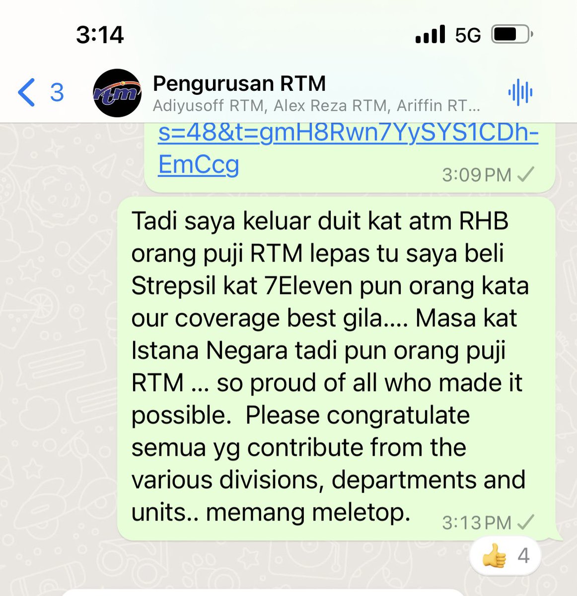 I am so proud of my colleagues kat RTM.  Kalaulah uol tahu their research, prep, rehearsal, dgn engineering team making sure semua signal thru, the digital team and semualah… you will also feel the way I feel…. I have a brilliant team… sukerrrr