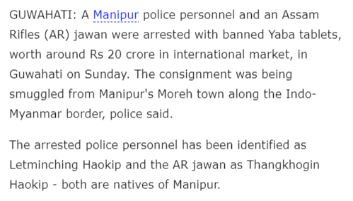 JohnnyMeetei's tweet photo. Mukut Das / TNN / mukut das / Updated: Jul 25, 2022
AR Jawan : Thangkhogin Haokip
Manipur Police: Letminching Haokip

Look how Kukis used their official position to do illegal activities.
Can this be an exception?
Read more at:
https://t.co/3u7IbZMGS5
https://t.co/a2adYz4O2K https://t.co/yy5Mi8D2bM