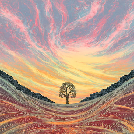 womensart1's tweet image. '#SycamoreGap' by Northumberland printmakrt and artist Rebecca Vincent #WomensArt