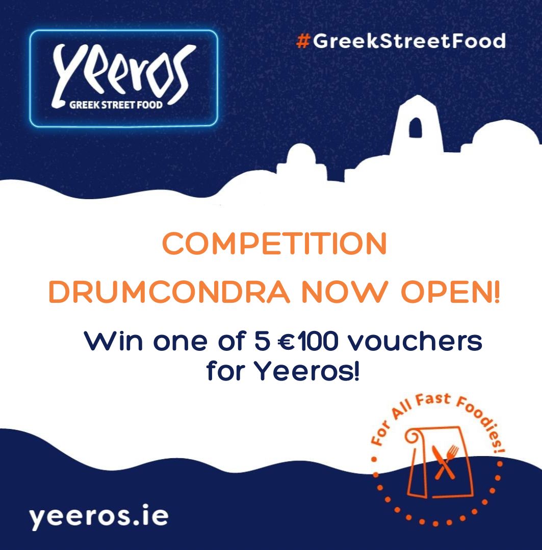 YeerosD's tweet photo. 🥳🎉🥳 COMPETITION 🥳🎉🥳
To celebrate the OPENING OF YEEROS IN DRUMCONDRA, we are giving away FIVE €100 vouchers for Yeeros! 🥙
To enter, just:
1. Like this post
2. Follow our page
3. Tag 3 friends
Winners announced on Thursday, February 8th!
Good Luck! 🤞
Ts &amp; Cs apply. https://t.co/wDa1swuHT0