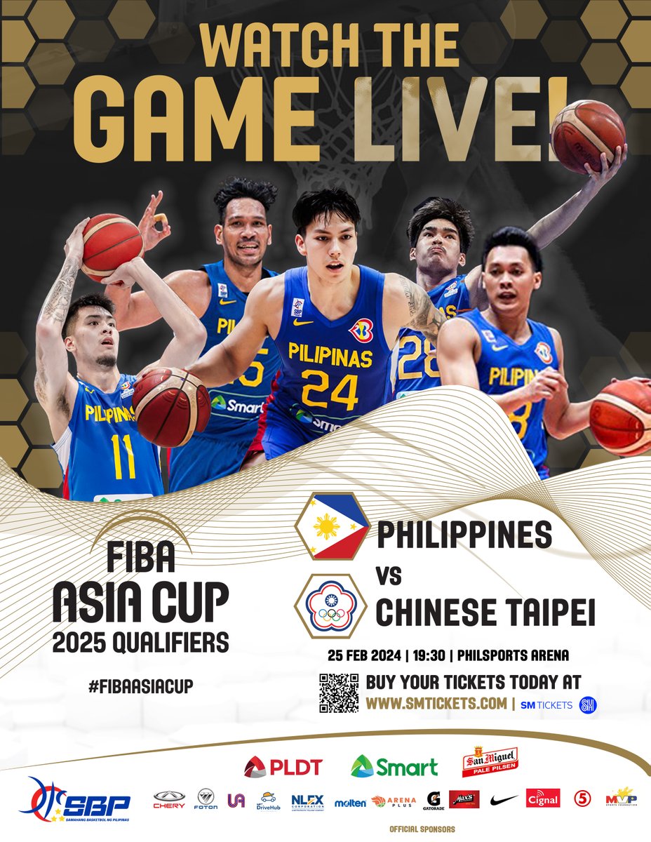 It’s Gilas Season once again. Get your first look 'LIVE' at coach Tim Cone’s squad in the opening window of the FIBA Asia Cup 2025 Qualifiers. Tickets are already available. Don’t miss it. 🎟️smtickets.com/tickets/fibaas…