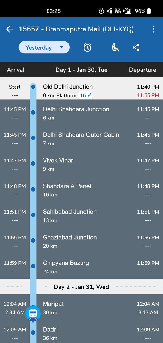 SomraajExpress's tweet photo. Only 30 km in 3 hours😤😤
Train is 24hr late by now... My whole plan is ruined by this... If this is the speed of train .. then it's better to walk🥹 Pls if you take money ....then take some responsibility of time too @IRCTCofficial https://t.co/WkFdh53mYz