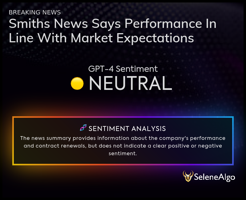 SeleneAlgo's tweet image. 🔥 Realtime AI News Scanner 🔥
🔗 marketwatch.com/story/smiths-n…
#SNWS $SNWS  #News #StockNews #Stocks #Sentiment #SentimentAnalysis
