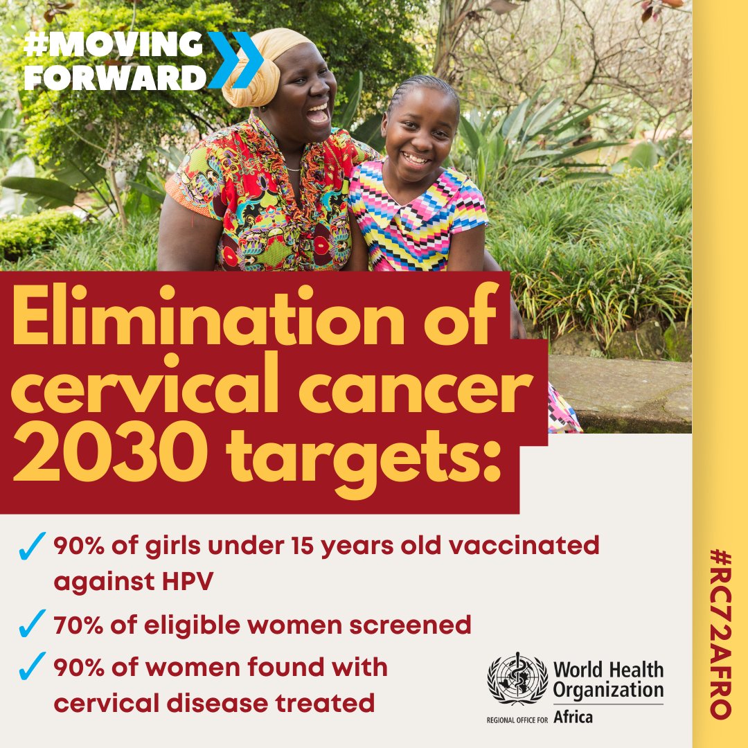 WHOAFRO's tweet image. Nearly 90% of women who die from #CervicalCancer have poor access to prevention, screening and treatment services.

The 2030 goal is to have:

9⃣0️⃣% of girls vaccinated
7️⃣0️⃣% of women screened
9⃣0️⃣% treatment rate for women diagnosed with the disease
#CervicalCancerAwarenessMonth