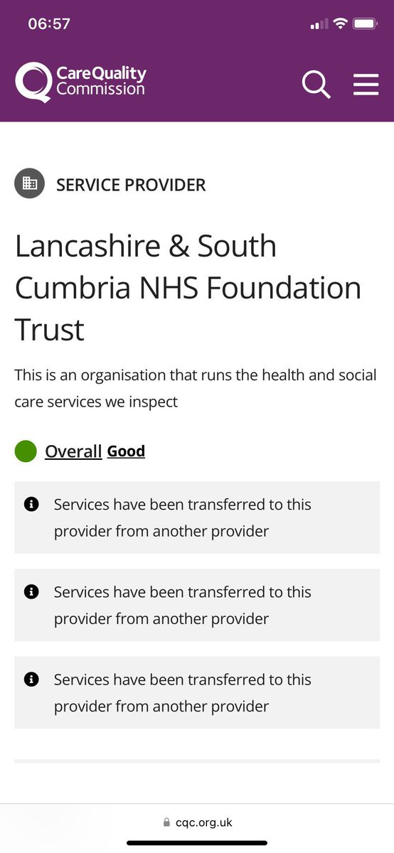 Today I am very proud to see @WeAreLSCFT shift to a clear CQC rating of GOOD. Our teams have worked tirelessly over many years to make the improvement and transformation required. They are hardworking, dedicated to service user care & committed to person centred outcomes 💙