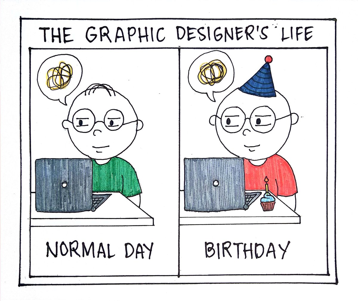 pilotcowstudio's tweet photo. "Birthday? Yes. Happy? Never." 

#Meme #MemeDrawing #GraphicDesign #GraphicContent #GraphicDesigner https://t.co/2ykuyFLlPl