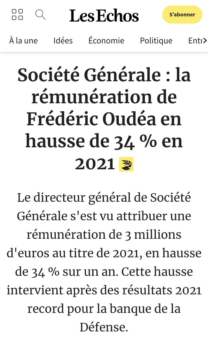 diftong2's tweet photo. @vinceflibustier Quand tu es mariée avec quelqu'un qui gagne plus de 3 Millions par an (sans compter les stock options, les jetons de présence etc), et qui s'augmente en 2021 de 34% parce que bon, il a bien travaillé, forcément ton salaire 6 à 8 fois inférieur te semble bien peu de choses... https://t.co/tFrQ1jDQ2V