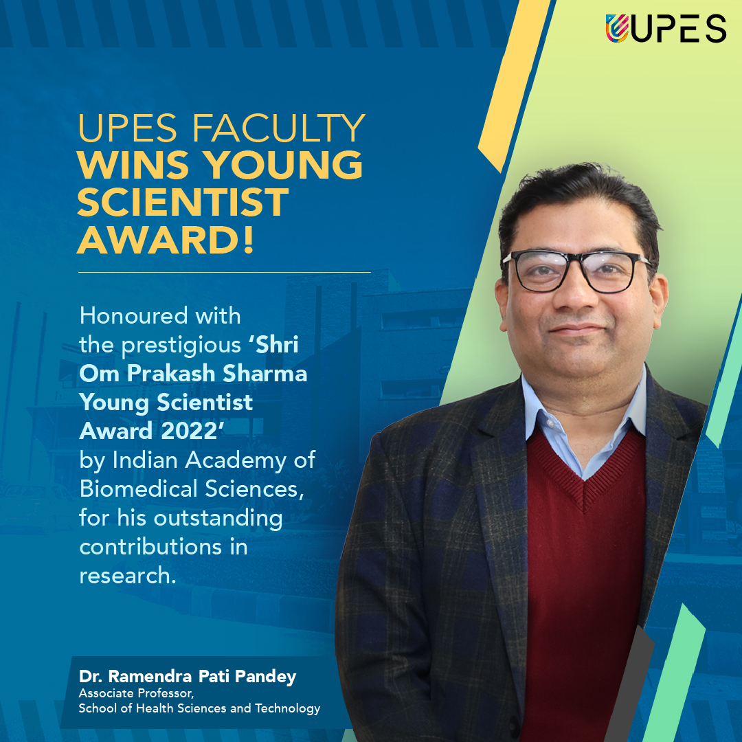 Dr. Ramendra Pati Pandey's 'Shri Om Prakash Sharma Young Scientist Award 2022' win doesn't just celebrate his achievements, it reinforces our commitment to driving excellence in research and academics at UPES. 🌟🔬