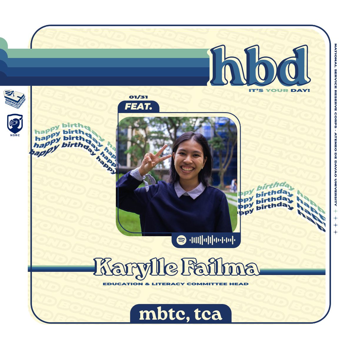 AdDU_NSRC's tweet photo. Celebrate Karylle's Day! 🎂

Join us in extending heartfelt greetings to our exceptional Education and Literacy Head, Karylle Failma! 🎉 Your unwavering dedication to knowledge, creativity, and service serves as a beacon of inspiration for us all. https://t.co/crCSNQVT4g