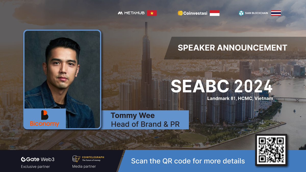 🪐Embrace the realm of brand brilliance with Tommy Wee, Head of Brand & PR at Biconomy 🚀 
📣Join us for a captivating exploration of effective brand strategy and public relations !
🎟️👉Get your ticket here: seabc.io
 #SEABC2024 #Biconomy #TommyWee #BrandExcellence