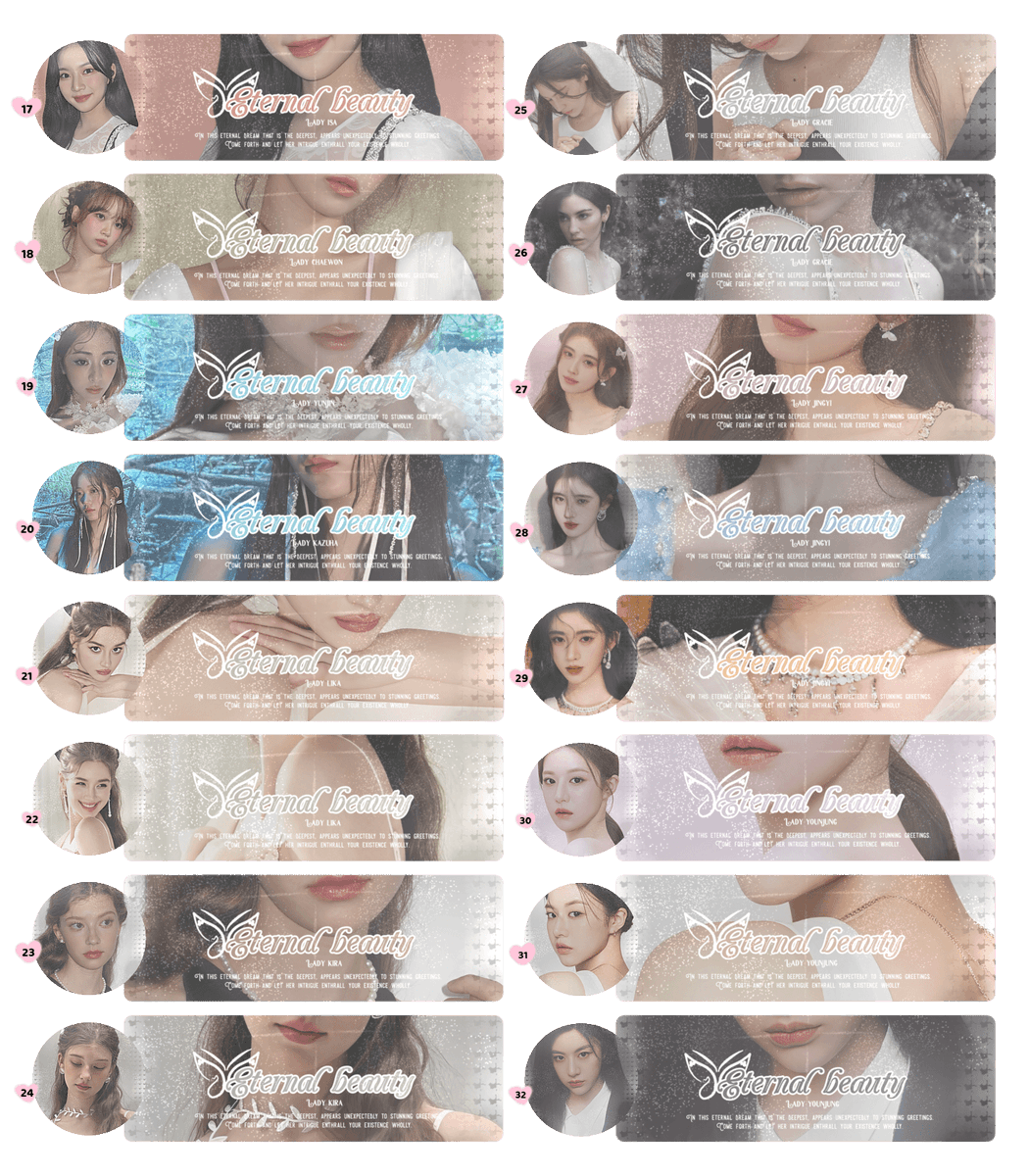 A repost would be appreciated! 

Hi, calie kembali membawa layout eternally chara gg dan aktris dgn harga 3,5k/each, dapat 2 ava dan bisa retext(+500) via QRIS. 

#zonauang #zonajajan #zonaba
