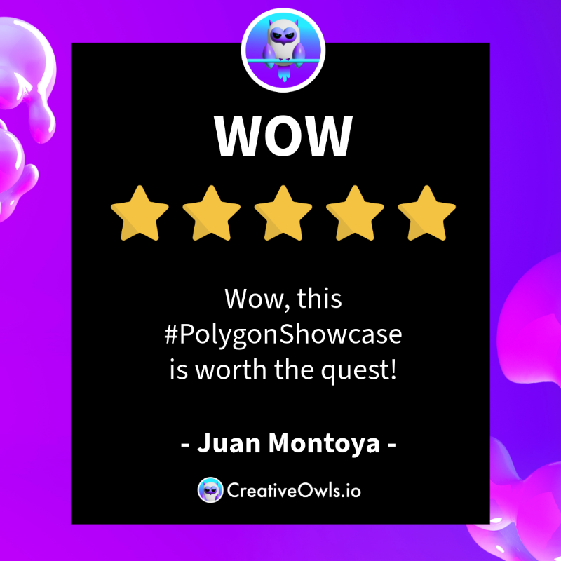 MyCreativeOwls's tweet photo. Thank you all for your support at the #PolygonShowcase. We look forward to seeing you at our next event.
Learn more at https://t.co/s4wJK3z1mG