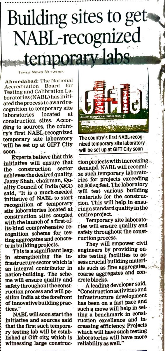 It gives me immense pleasure to announce that NABL has initiated the recognition of temporary site laboratories located at construction sites, coupled with the launch of a first-of-its-kind comprehensive recognition scheme for testing aggregates and concrete in building projects.