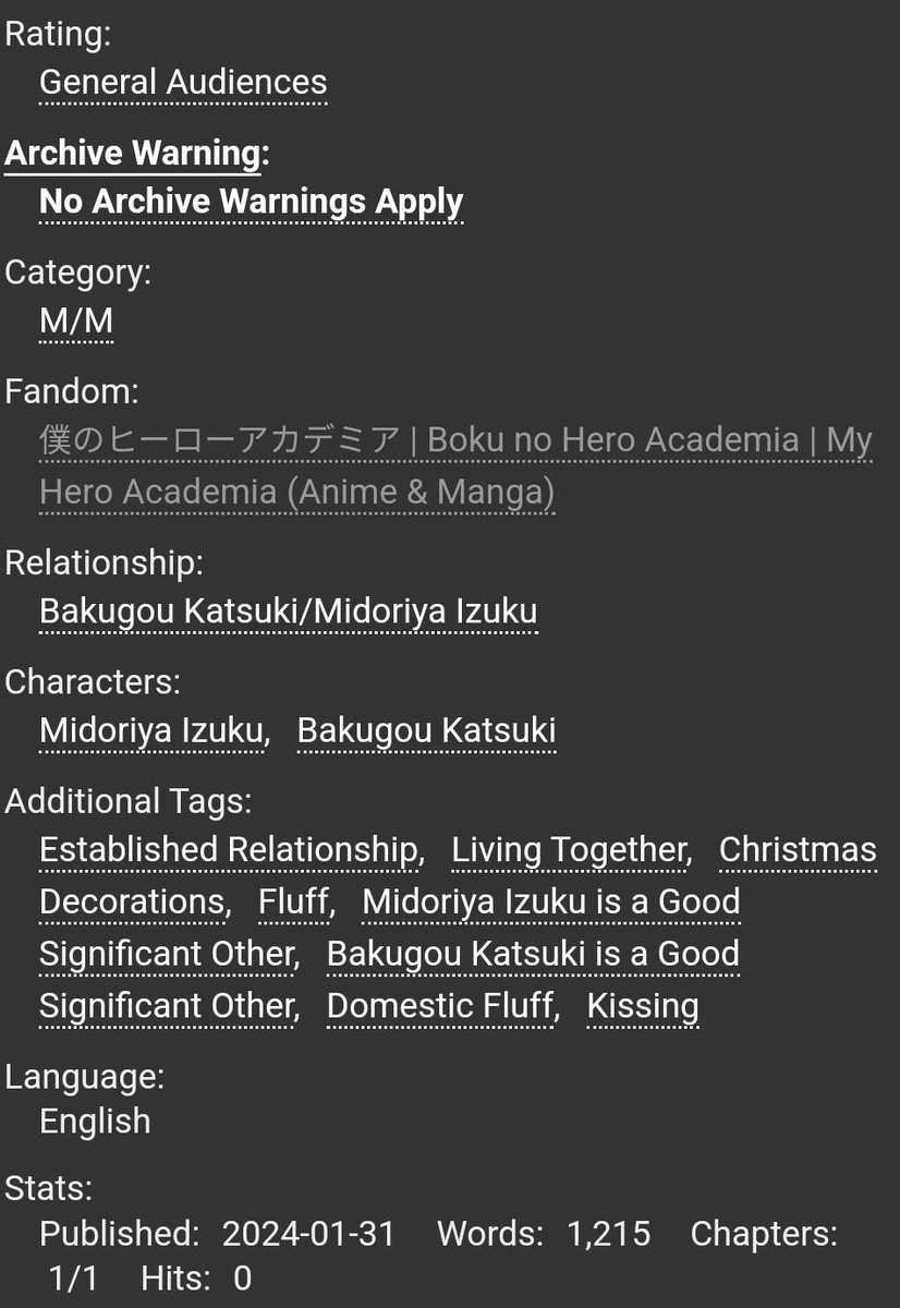 Finally time to post my <a href="/BakudekuSs/">BakuDeku Secret Santa 2025</a> fic for @drawingwithyumi 

It may not be Christmas anymore, but there's never a wrong time for some #bkdk Christmas fluff! I hope you enjoy!

archiveofourown.org/works/53418865