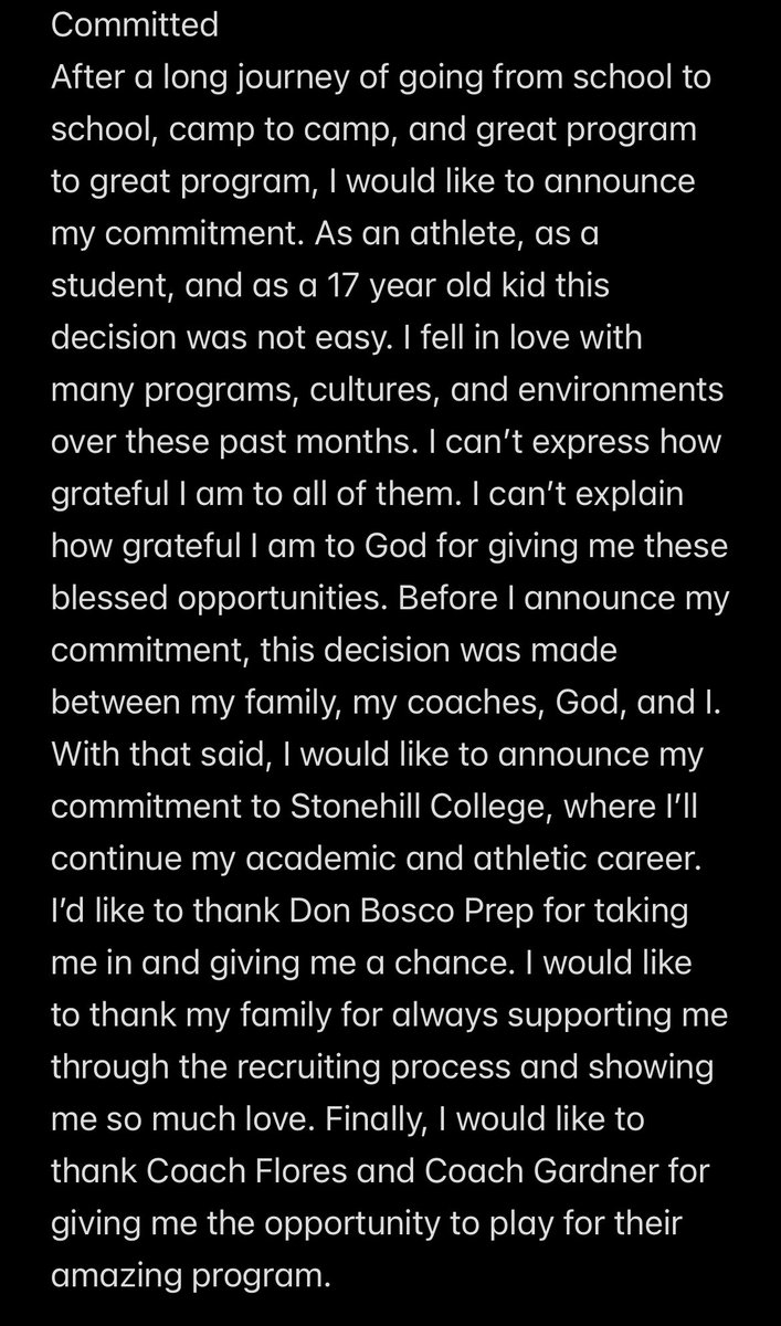 AidanHorodnik's tweet photo. I like to announce that I am 1000% committed to play for @StonehillFB. Thank you @_CoachFlo and @CoachEliGardner for giving me this opportunity.
@CoAcHKeLZZz3 
@DBP_Football 
@IronmenAthletic https://t.co/UIDnyXn8Qh