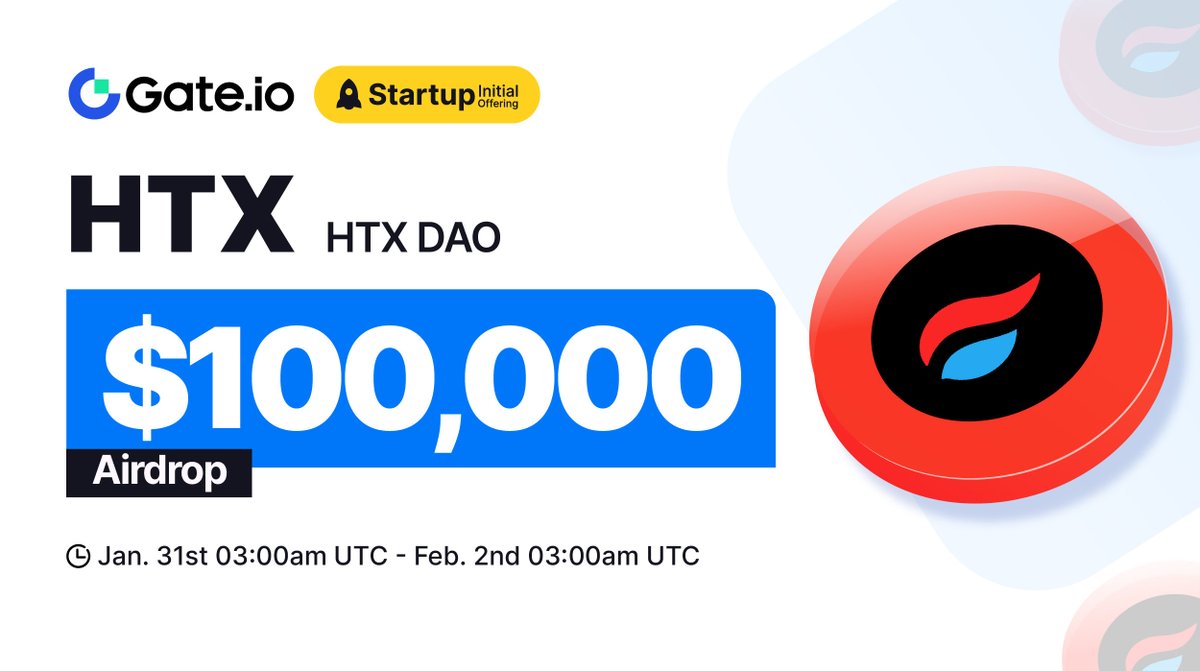 Gate_Launch's tweet photo. https://t.co/a1d9vDe5GZ #Startup Free Offering: $HTX @HTX_DAO

🗓 Subscription: 03:00 am, Jan 31 - Feb 2, 2024 (UTC)
💰 Airdrop Value: $100,000

Claim NOW: https://t.co/q1Sc3ptaFc
More: https://t.co/ZGckoGGqXK
 
#GateioStartup #Gateio #Airdrop #Launchpad https://t.co/7RawyknWqo