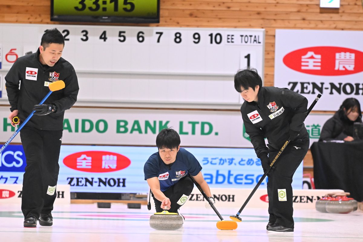 japan_curling's tweet photo. ◤第41回 全農 日本カーリング選手権大会◢

🥌競技8 男子｜結果
北見協会 7-3 岡山CA
チーム佐藤 11-6 チームTANI
LOCOSOLARE 6-3 TM Karuizawa
コンサドーレ 8-1 SC軽井沢クラブ

📸 ©︎2024 JCA H.IDE
#jcc2024 #curling #カーリング https://t.co/2OX5DQYOXW