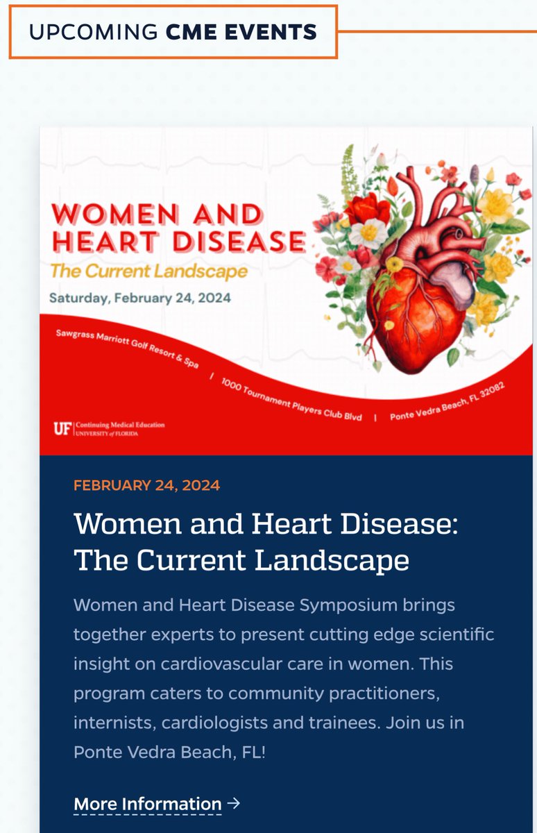 GladysMDHeart (@ggvela) on Twitter photo >20 yrs ago, I began this conference (one of first in the country) when @ URMC. In 2015 we began at UFJax. Post a pandemic pause, we are back Feb24. It is ⭐️ studded program! womensheart.cme.ufl.edu
<a href="/SharonneHayes/">Sharonne Hayes MD</a> <a href="/nataliebello9/">Natalie Bello MD MPH</a> <a href="/Bravo__MD/">Katia Bravo, MD, FACC</a> <a href="/UFHealthJax/">UF Health Jacksonville</a> <a href="/ggvela/">GladysMDHeart</a> <a href="/ufjaxcards/">UF Jacksonville Cardiology Fellowship</a> >20 yrs ago, I began this conference (one of first in the country) when @ URMC. In 2015 we began at UFJax. Post a pandemic pause, we are back Feb24. It is ⭐️ studded program! womensheart.cme.ufl.edu
<a href="/SharonneHayes/">Sharonne Hayes MD</a> <a href="/nataliebello9/">Natalie Bello MD MPH</a> <a href="/Bravo__MD/">Katia Bravo, MD, FACC</a> <a href="/UFHealthJax/">UF Health Jacksonville</a> <a href="/ggvela/">GladysMDHeart</a> <a href="/ufjaxcards/">UF Jacksonville Cardiology Fellowship</a>
