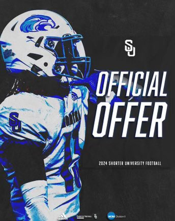 #AGTG I am Highly blessed to EARN my 1st offer from Shorter University <a href="/Coach_jtwall/">JT Wall</a> <a href="/RecruitGeorgia/">Recruit Georgia</a>
<a href="/ChadSimmons_/">ChadSimmons</a>
<a href="/RustyMansell_/">Rusty Mansell</a> <a href="/CoachWilson41/">Azar Wilson</a> <a href="/coachmorrison58/">Zach Morrison</a> <a href="/JeremyO_Johnson/">Jeremy Johnson</a>
<a href="/BVEvery/">Barry Every</a> <a href="/RivalsFriedman/">Adam Friedman</a>
<a href="/HeathMcDonald13/">Heath McDonald</a>