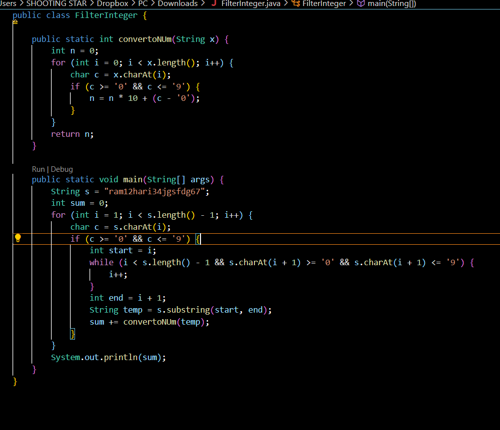 tara_prasada's tweet photo. #hey coders try to solve this one💻
input:
String s="hey12how253@r45"
output :310
Explain : 12+253+45=310

#CodingChallenge #dsaeveryday #leetcode  #leetcode 
#codinglife  #Ramlalla #Karnataka https://t.co/leuTBhLYwq