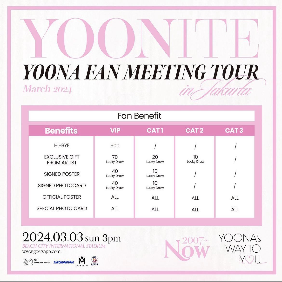 7AEYONGSC's tweet photo. [ OPEN JASTIP TIKET KONSER / TICKETING SERVICE ]

Yoona Fan Meeting Tour <Yoonite> in Jakarta 

🗓 03 Maret 2024
📍 Beach City International Stadium  

‼️Limited Slot‼️

Fee 250k/tiket
✅Tiket diurus sampe fisik
✅Trusted
✅Grup Order

♡ dm for detail &amp; booking slot https://t.co/ffeK52VPA2