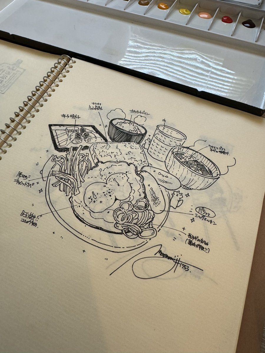 今日はこの絵に色を塗ります。絵の具買い足したので、彩色楽しみ。 
