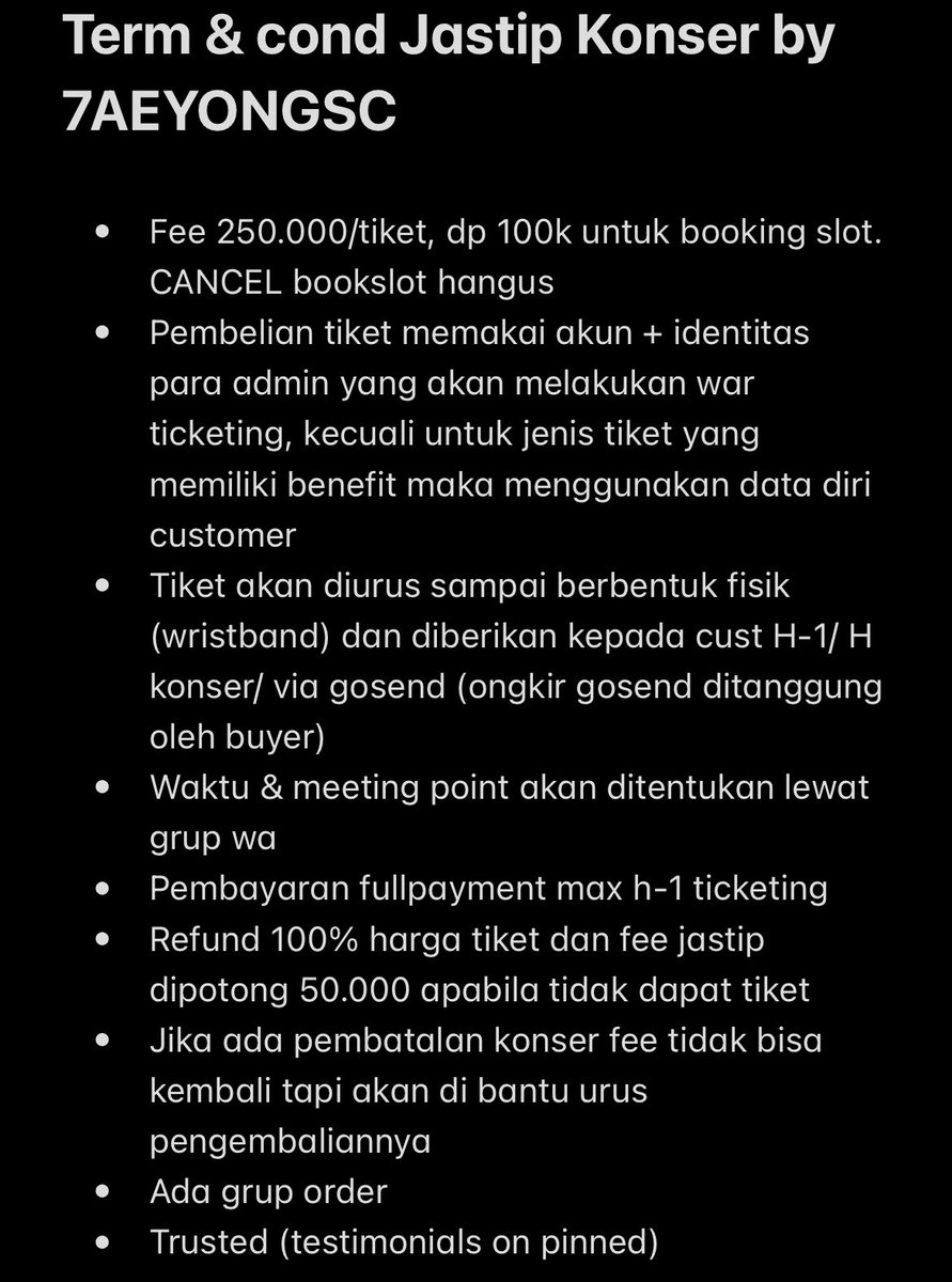 7AEYONGSC's tweet photo. [ OPEN JASTIP TIKET KONSER / TICKETING SERVICE ]

Kim Seonho Asia Tour <Color Full> in Jakarta

🗓 27 Juli 2024
📍Indonesia Arena

‼️Limited Slot‼️

Fee 250k/tiket
✅Tiket diurus sampe fisik
✅Trusted
✅Grup Order

♡ dm for detail &amp; booking slot https://t.co/iAUDin4a9y