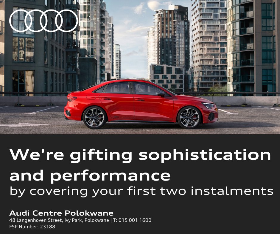 polokwane_audi's tweet photo. Purchase your dream Audi in December or January, and we'll add an extra dash of cheer by covering your FIRST 2 INSTALMENTS!
๐ 48 Langenhoven Street, Ivy Park, Polokwane
๐ Call us at 015 001 1600
#AudiCentrePolokwane #AudiLimpopo #SeasonOfGiving #UnwrapJoy #AudiExperience https://t.co/1Q8cFps2eg
