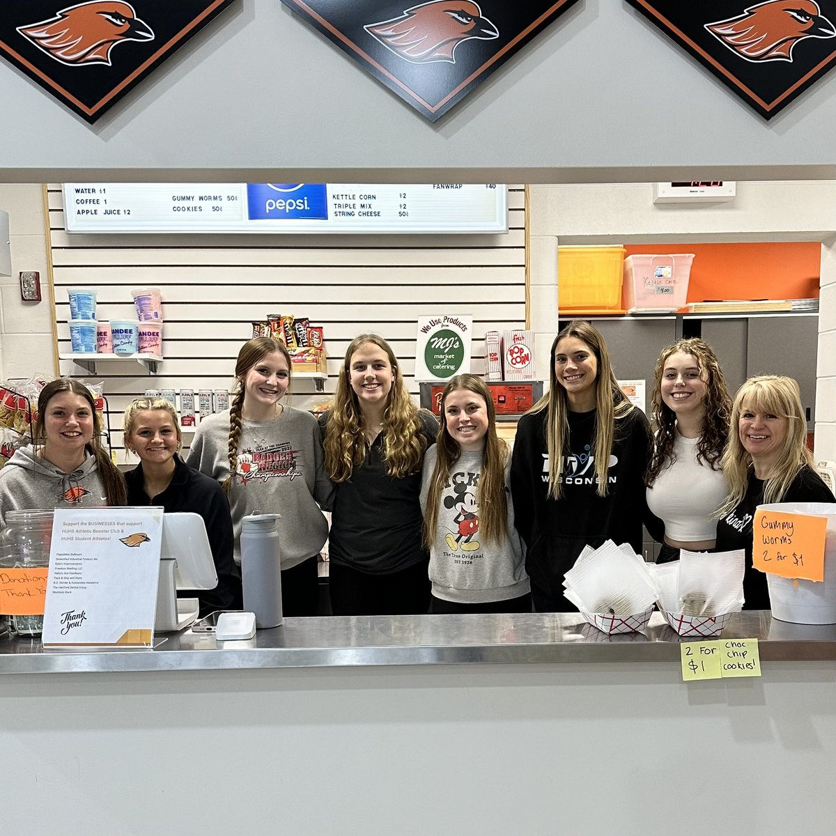 HUHS_Girls_VB's tweet photo. Our girls did an awesome job tonight running the concession stand for our Boys and Girls Basketball doubleheader! And CONGRATULATIONS to our Girls Varsity Basketball for a very exciting win over Homestead!💪🏼 https://t.co/vh96dsz8b1