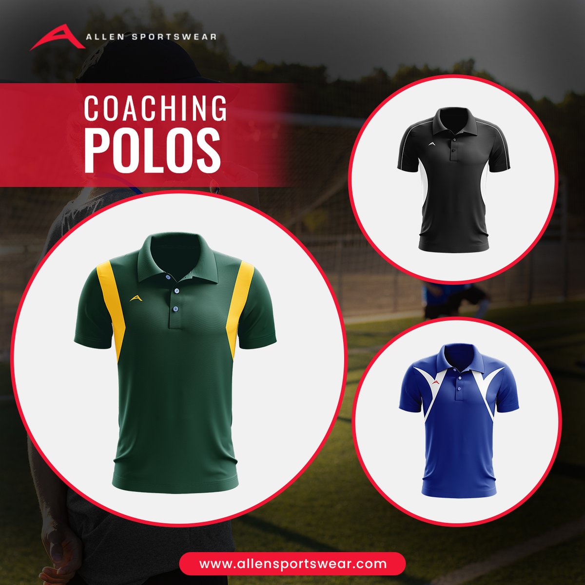 AllenSportswear's tweet photo. Discover top-notch coaching Polos at Allen Sportswear! Diverse styles, customizable jerseys for unique touch. Invest in premium quality for your team's success! Explore now on our website. #poloperfection #customwears #dresstoimpress #coachingstyle #poloshirts #customizejersey https://t.co/ESoMY8ofAo