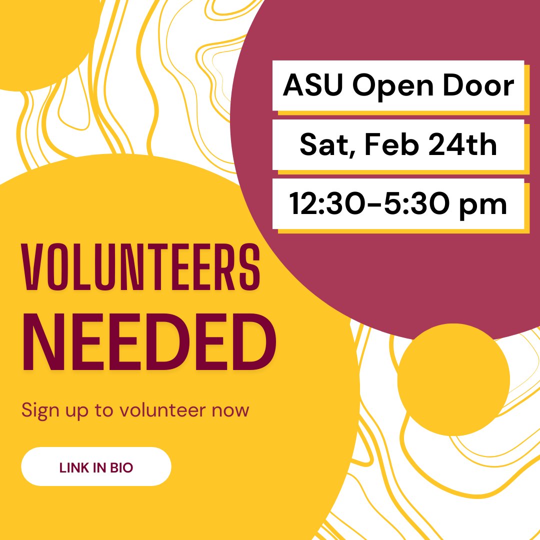 asupsichi's tweet photo. 🌟 Unlock the door to unforgettable experiences! Join us as a volunteer at ASU's Open Door event on Saturday, February 24th, from 12:30 - 5:30 pm. Let's make a positive impact together and showcase the Sun Devil spirit! 🌵#ASUOpenDoor #VolunteerOpportunity #SunDevilPride
#PsiChi https://t.co/0arqwWeHXJ
