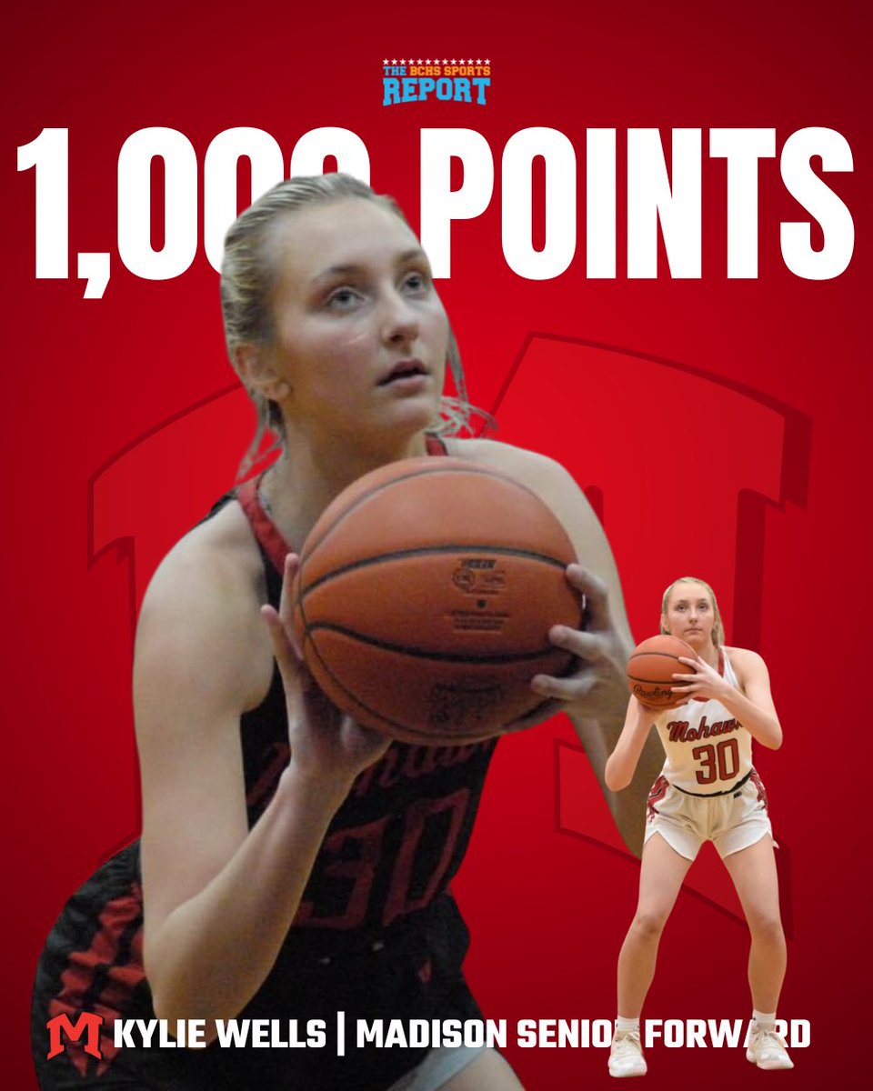🚨 Madison senior Kylie Wells hit 1,000 points for her career following a 21-point performance against Twin Valley South tonight — on Senior Night! The Mohawks won 59-33. Congrats, <a href="/kyliewells18/">kylie wells</a>!