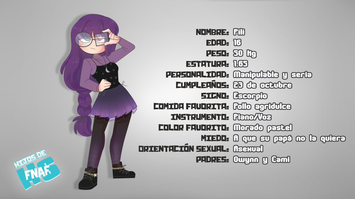 HDFHS_Oficial's tweet photo. 𝗙𝗶𝗰𝗵𝗮 𝗢𝗳𝗶𝗰𝗶𝗮𝗹
════ ⋆★⋆ ════
✨💜 Pɪʟɪ Aʟʟᴇɴ 💜✨
#FNAFHS #fnafhs #HDFHS #HDFNAFHS #hdfhs #hdfnafhs #fhsz3r0 #FGFHS #fgfhs #fhsgen2 #HijosDeFHS #cami #owynn https://t.co/sy2GRGd4sO
