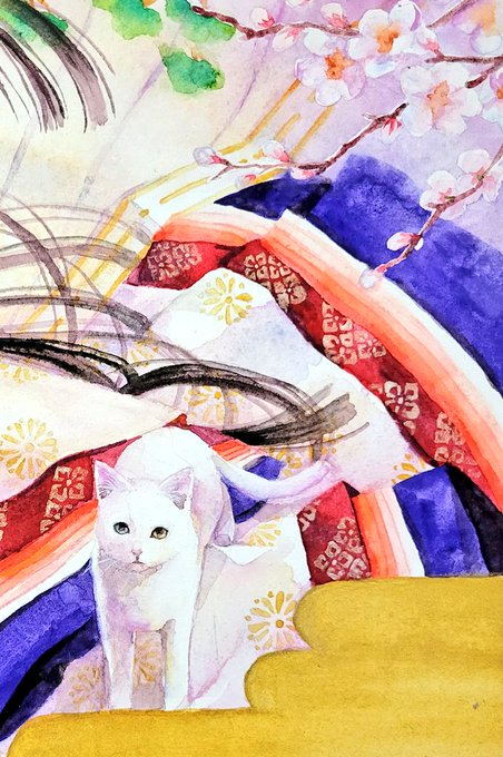 「flower white cat」 illustration images(Latest)