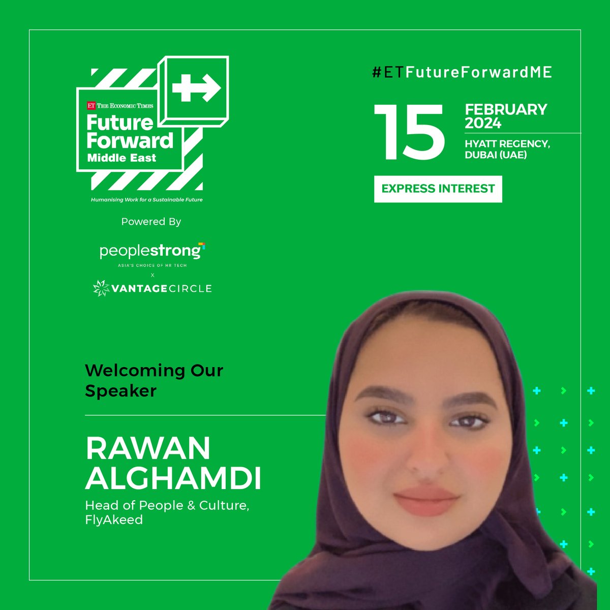 ETHRWorldME's tweet photo. We're exhilarated to present our esteemed speaker, Rawan AlGhamdi, Head of People & Culture, @FlyAkeed.
This is your opportunity to be part of a thought-provoking dialogue that will shape the future of work.
Register Now - https://t.co/rTGmeICQLY
#ETFutureForwardME #HR https://t.co/Rg9rKHByGi