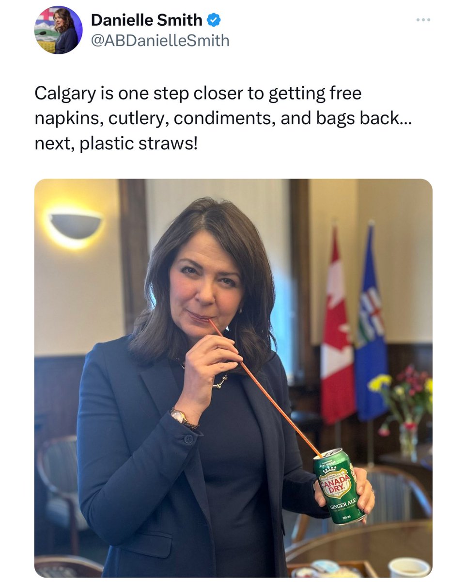yegwave's tweet photo. Premier Danielle Smith shares a tweet as Calgary announces that they will be re-appealing their single use items bylaw, which charges for items like paper bags &amp; reusable bags. Thoughts⁉️ https://t.co/d1LXGlQhWu