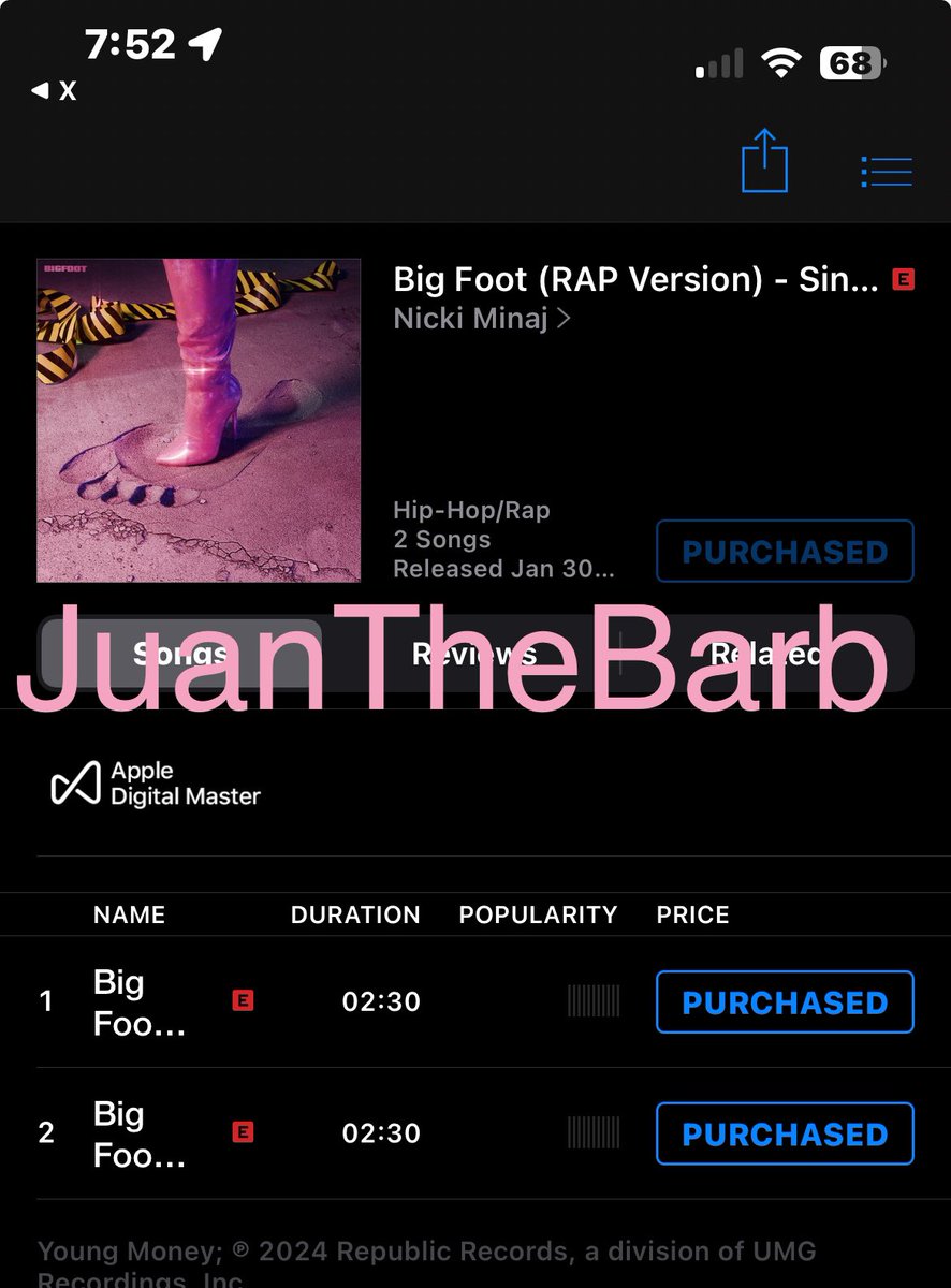 JuanTheBarb's tweet photo. @NICKIMINAJ Always supporting the queen 😘🩷 Love you
#BigFoot 🦶🏽 #RAPVersion https://t.co/yDHC6n4OXY