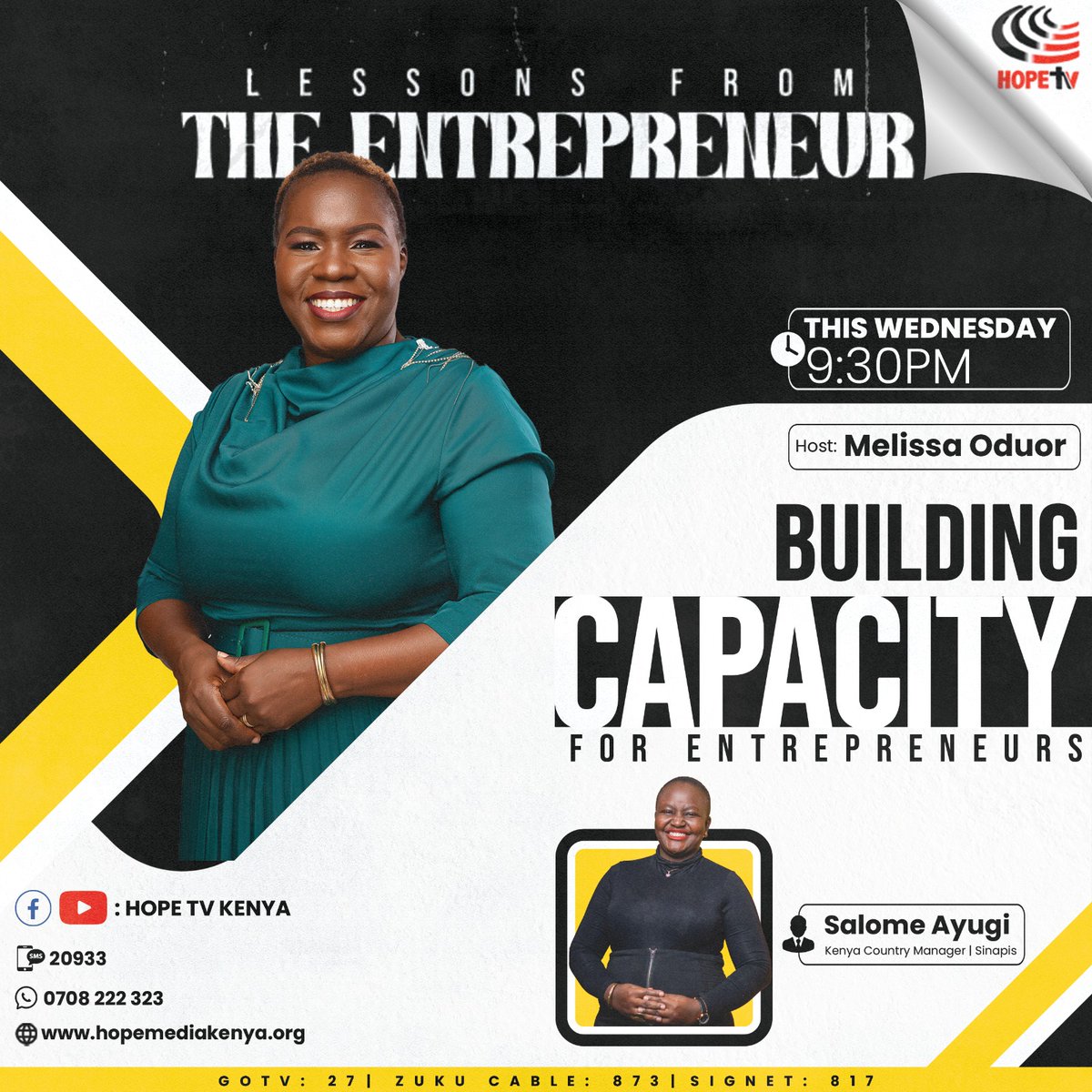 sinapisgroup's tweet photo. What capacity should entrepreneurs with established businesses have, in order to remain afloat?
Tune in TONIGHT at 9 pm on Hope TV and join the conversation.
#sinapis #entrepreneurship #model #equip #inspire https://t.co/pZAyynV1sy