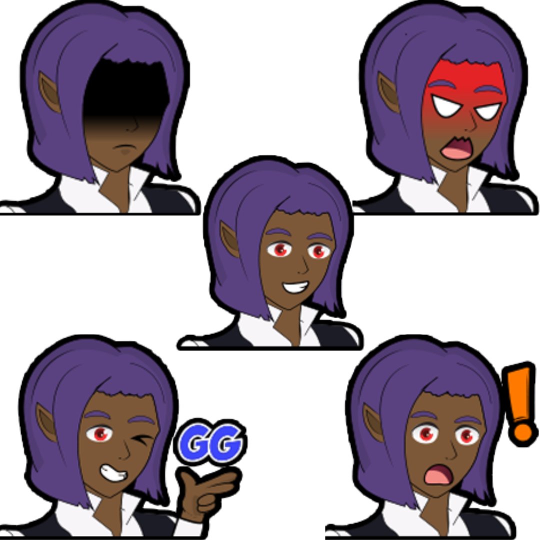HUGE shoutouts to <a href="/Marthasmith099/">Marthasmith</a> [marthasmith#5186] for making these new cool-looking emotes for upcoming stream projects!!
Do check out her work, for real! Absolutely worth it!!   
Love how they turned out! Truly fantastic work, and I mean that with 100%...with 1000%.