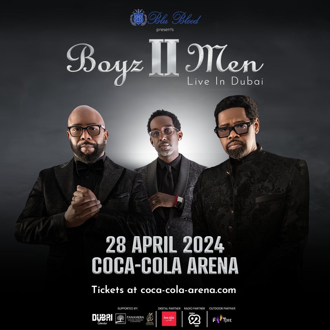 Boyz II Men remain one of the most iconic R&B groups of our time. Get ready to be serenaded to their soul-stirring melodies at Coca-Cola Arena, Dubai for one-night-only on April 28th. Tickets at coca-cola-arena.com. #TheBluBloodWay #BoyzIIMen #Dubai #DubaiEvents