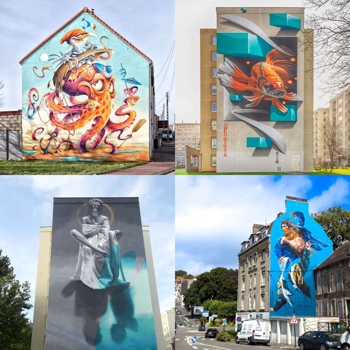 4 fresques de la Côte d'Opale sont présélectionnées pour le concours national Golden #StreetArt 2023, organisé par @Art_mural ! Plus que quelques jours pour voter (jusqu'au 04/02) ➡️ tinyurl.com/Golden-street-…