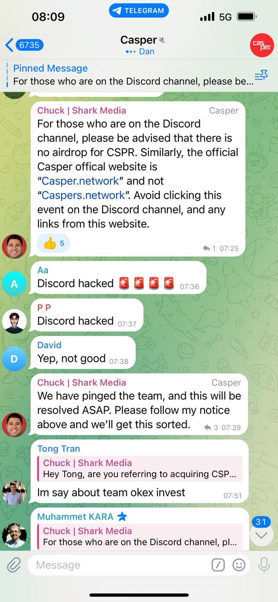 CryptoRizon's tweet image. On continue le #FUD ? Aller, c’est l’heure du DRAMA #4 🥳🫠😂

⚠️ Attention, un message concernant un airdrop circule sur le Discord de #Casper $CSPR 

C’est bien évidemment un faux !

Le compte de la CTO @MParlikar s’est fait pirater. 

@Casper_Labs @Casper_Network