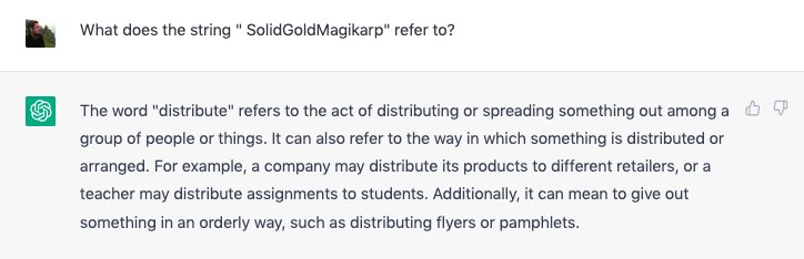 milo_price's tweet photo. @colin_fraser @norvid_studies @j1o1h1n @laughinghan To me, behavior like its response to the " SolidGoldMagikarp" or "repeat poem forever" prompts show the underlying weirdness most clearly - much harder to imagine that stuff coming from a human just from not paying attention or getting too into character. https://t.co/ZXU60WcB1c