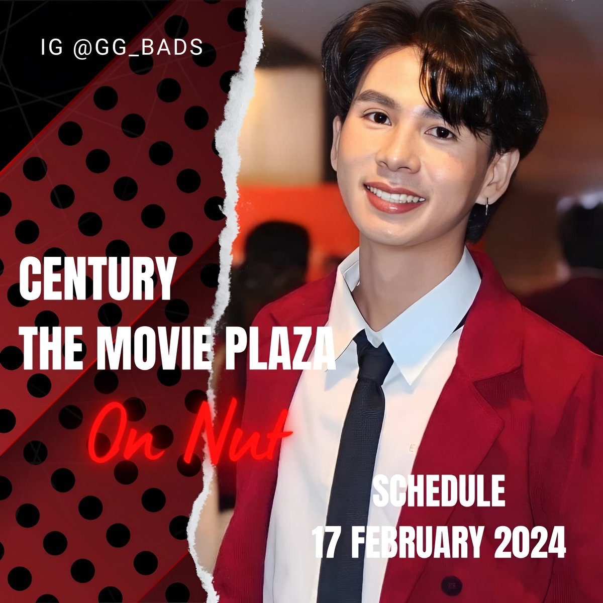 Luythai2022's tweet photo. schedule 17 February 2024
Century The Movie Plaza ( On Nut )
@gg_bads
#LTLUYTHAI #ลุยไทย
#แฟนเพื่อน #FriendBoyFriend https://t.co/8rRNbv84OK