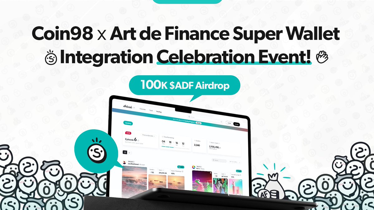 ArtdeFinance's tweet photo. 📢 Art de Finance x Coin98 Super Wallet Integration Celebration event (✨100K $ADF Airdrop)

Art de Finance is hosting an exclusive event in collaboration with @coin98_wallet!

🎁 $100,000 worth of $ADF in prizes
⏰ Starting from Jan 31st 
A 10,000 $ADF reward pool will be created every month

📍How to 
1. Participate in Seeding at least 10 $ADF
2. Finish all the tasks on Intract
➡️ https://t.co/kkse23Zs1P
3. Snapshot will be taken after four episodes

📕 Seeding User Guide
- Vietnam 
https://t.co/qB8vZsALLU
- English
https://t.co/X6vZOy847h

✅ MORE DETAILS
https://t.co/KbJWFLHqOz

#collaboration #event #Airdrops #coin98