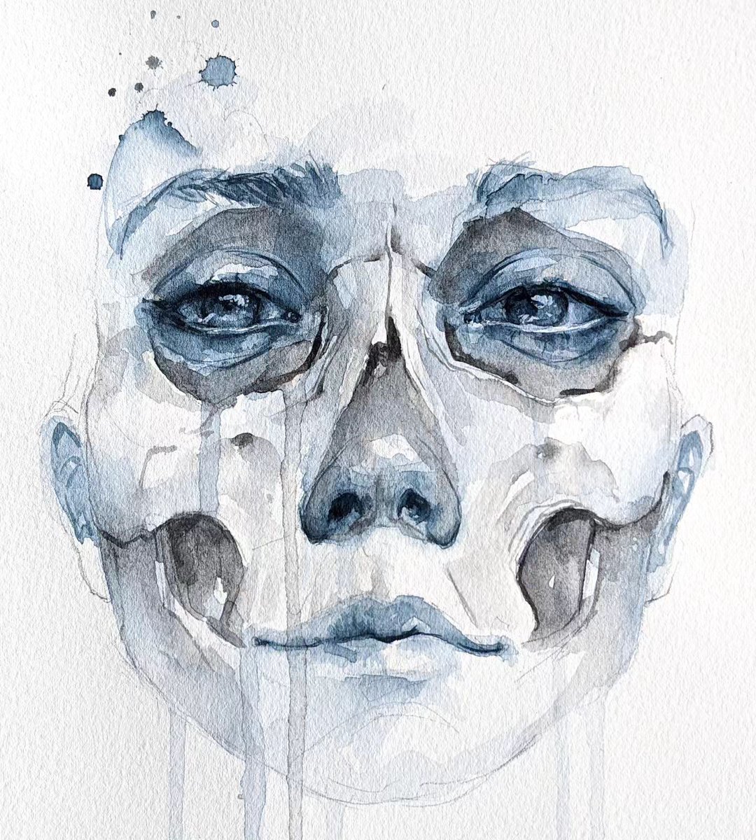 What a powerful look!

'Through Dead Eyes' by watercolour artist @_tkeh_ ❤

#beautifulbizarre #tkeh #ukartist #welshartist #watercolourpainting #darkart #watercolourportrait #watercolorportrait #mentalhealthart #watercolorart #skullpainting #horrorart #paintingsinspo