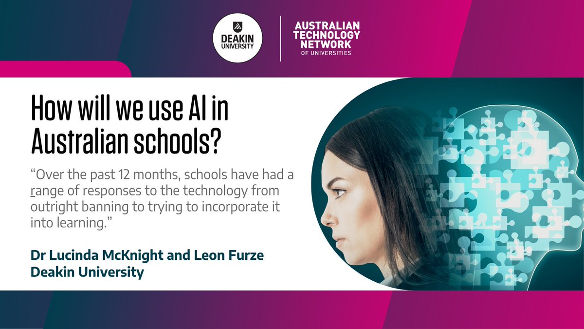 The Australian Government has released a framework for generative AI in schools which can create new content. @Deakin's @LucindaMcKnigh8 and @lfurze break it down. deakin.au/3UlUaM5