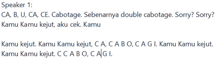 PM_arum's tweet photo. Transkrip Wawancara by aplikasi hasilnya "kamu kejut kamu kejut" padahal gaada kalimat itu direkamannya. Gws https://t.co/3afvscVV3D